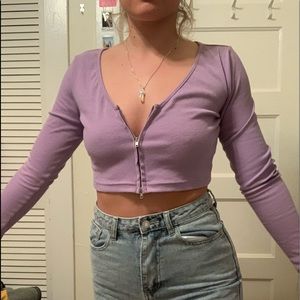 Purple Zip up crop top